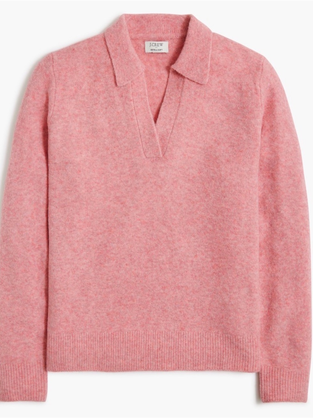 J. Crew Soft Pink V-Neck Polo-Collar Sweater